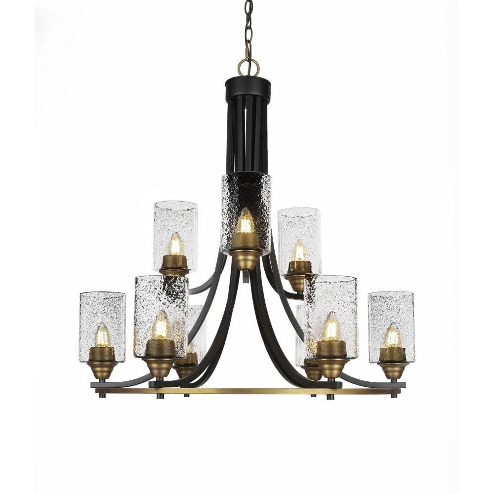 Toltec Lighting Paramount 9 Light Chandelier in Matte Black & Brass (3409-MBBR-3002)