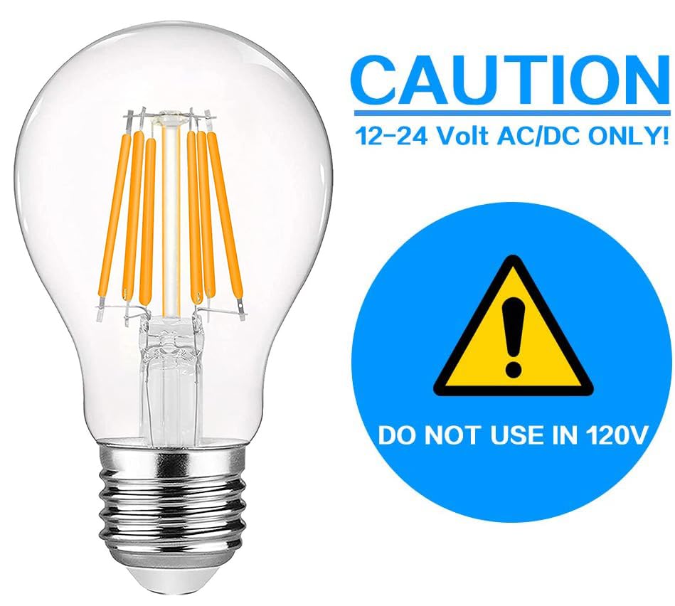 Beriteluce Dimmable A19 24Volt Led Edison Bulb 6W Ac/Dc 24V Low Voltage 2700K Warm White 60W Equivalent E26 Base For Landscape R