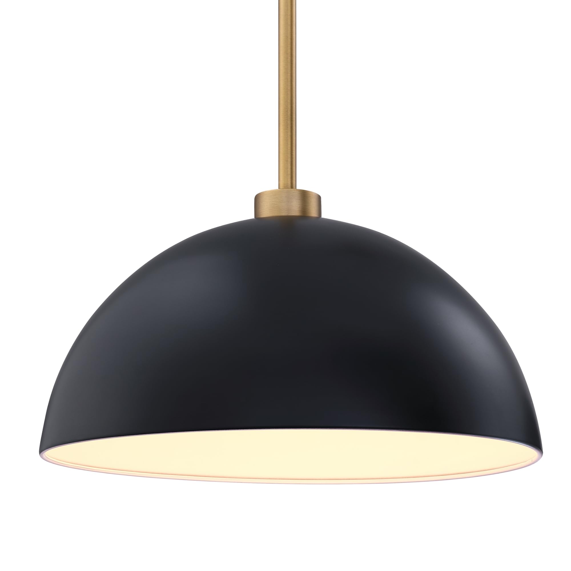 Nathan James Percy 2-Light Pendant Island Light Fixture, Metal Shade, Adjustable Cord, Set of 2, Black/Vintage Brass, Model 12303-2