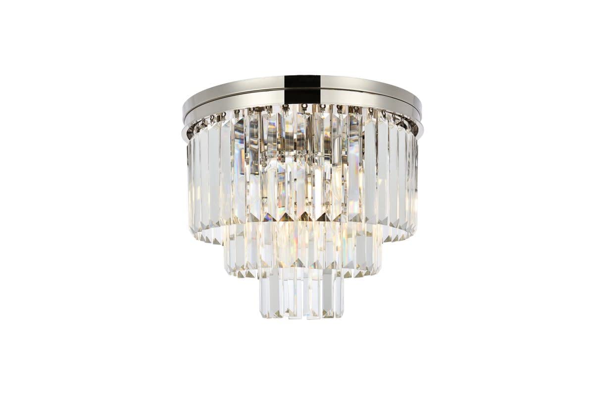 Elegant Lighting Sydney 9 Lt Polished Nickel Flush Mount Clear
