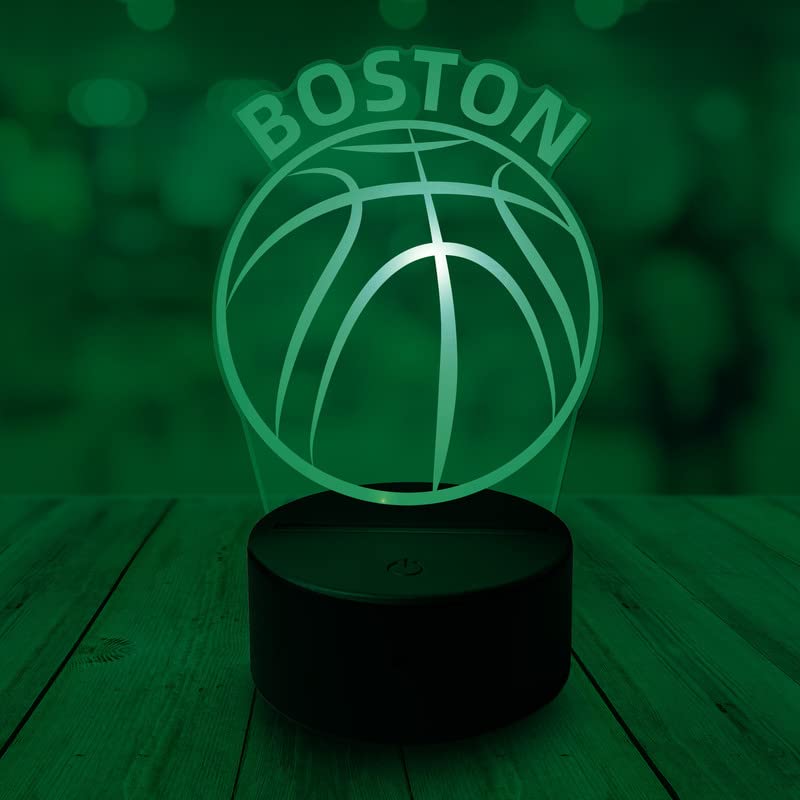 CLORURBANLIVE 3D Basketball Boston Night Light 3D Illusion Lamp for Boys Gift 16 Changing Color Remote Control Kids Room Ball De