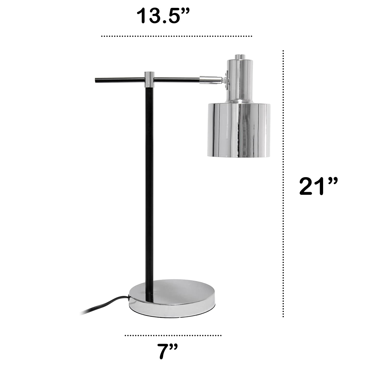 LALIA HOME Mid Century Modern Table Lamp, Chrome, Iron, Model LHT-4001
