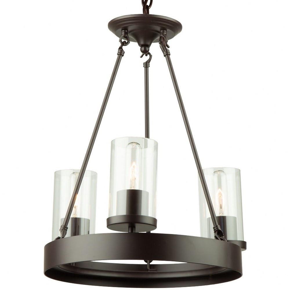 Art Craft Lighting Menlo Park 3-Light Mini Chandelier, Metal, Dark Chocolate, 15.25X36.75X12.00, Ideal For Elegant Home Decor