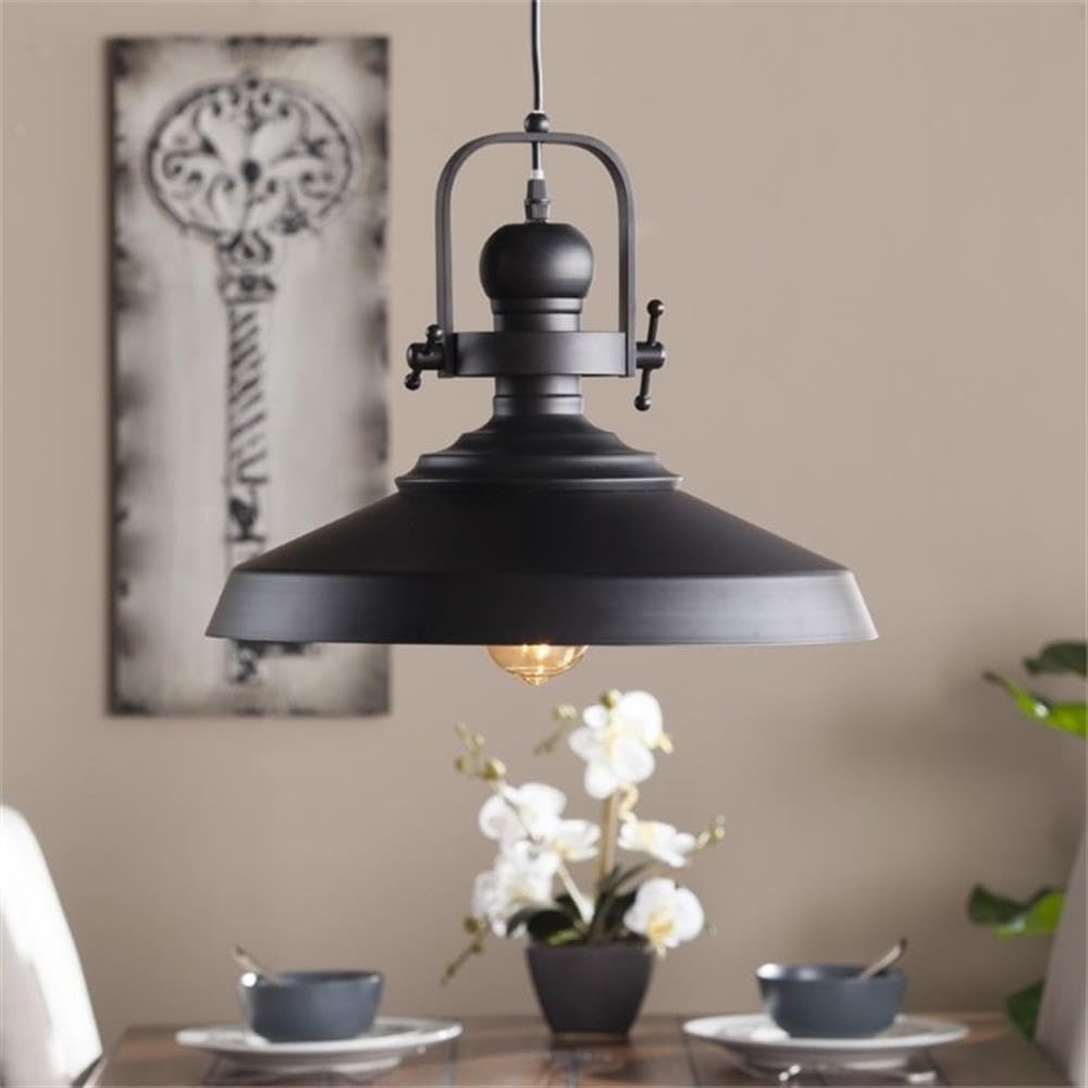 Southern Enterprises Mindel Industrial Bell Pendant Lamp, Black Stainless Steel