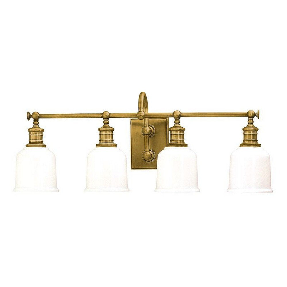 Hudson Valley Lighting 1974-AGB Transitional Four Light Bath Bracket from Keswick Collection in Brass Finish,