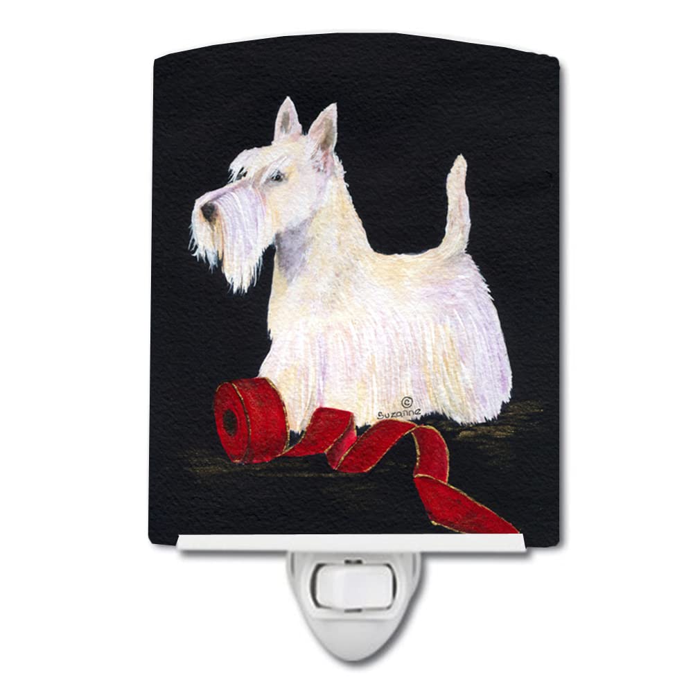 Caroline'S Treasures Ss8553Cnl Scottish Terrier Ceramic Night Light Compact, Ul-Certified, Ideal For Bedroom, Bathroom, Nursery, Hallway, Kitchen, 6X4X3, Multicolor