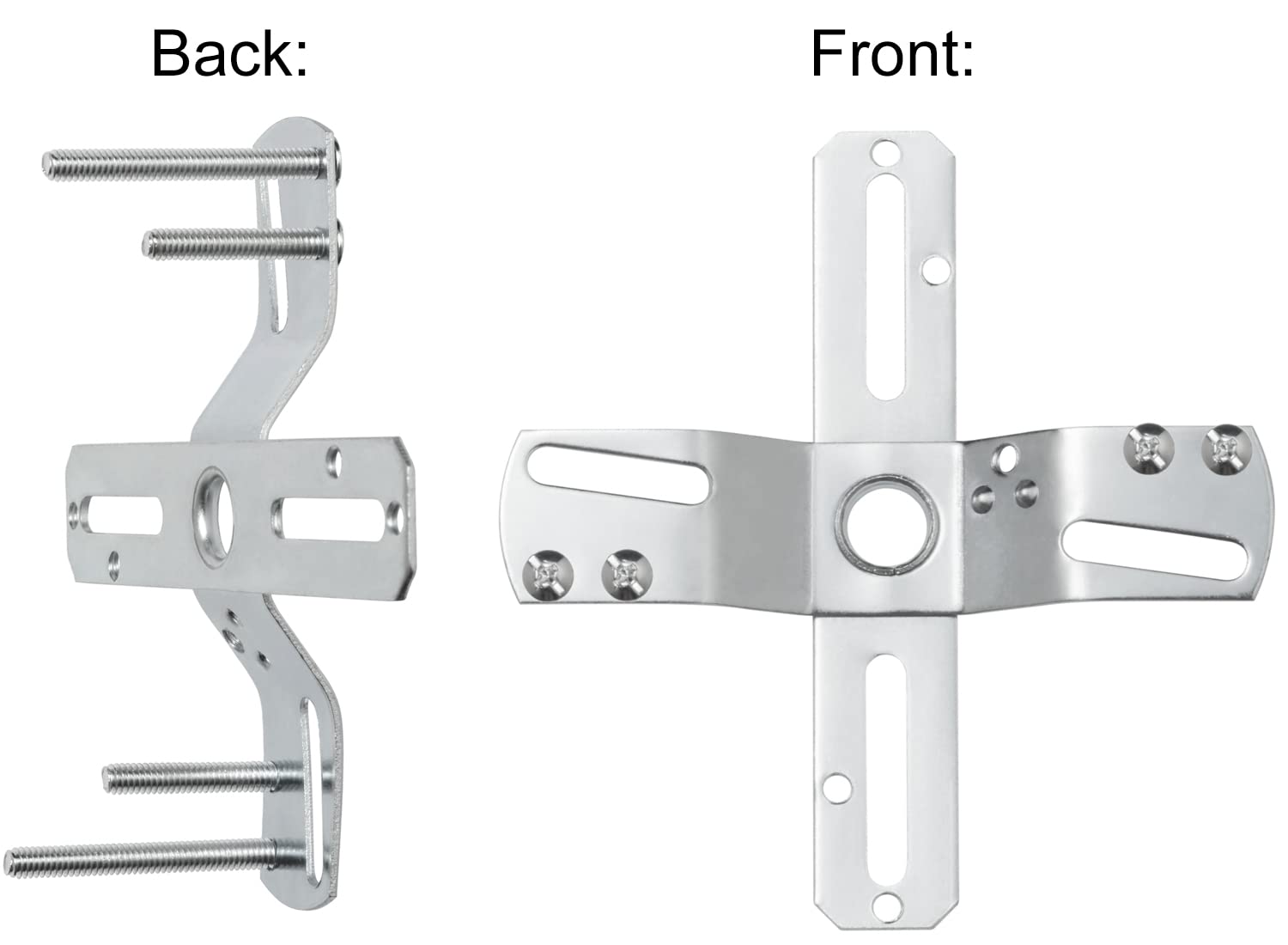 Qc Ceiling Light Fixture Mounting Bracket, Steel Crossbar, Swivel Junction Box Adapter, Silver, Upgraded Version