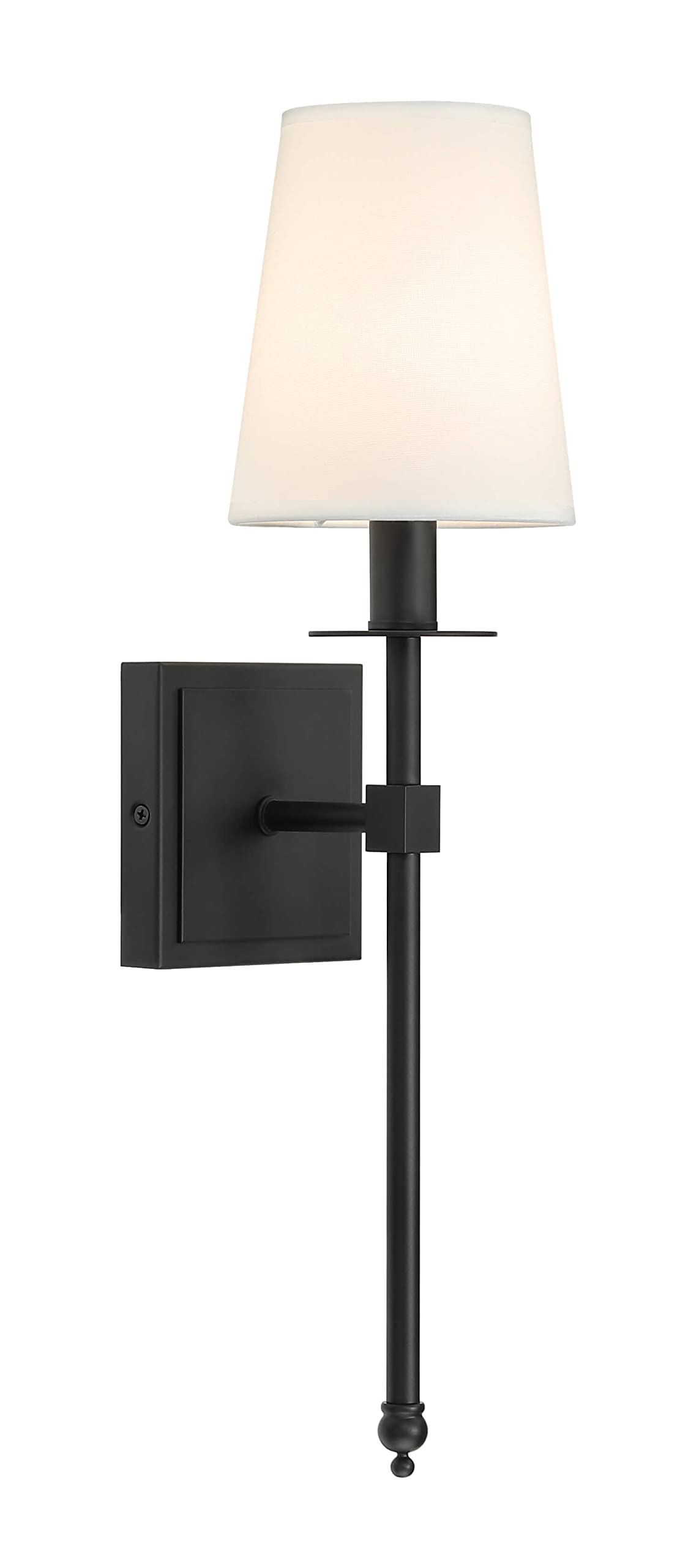 Xinbei Lighting Black Wall Sconces Set Of 2, Classic Sconces Wall Lighting With Flared White Fabric Shade 1 Light Wall Lamps For