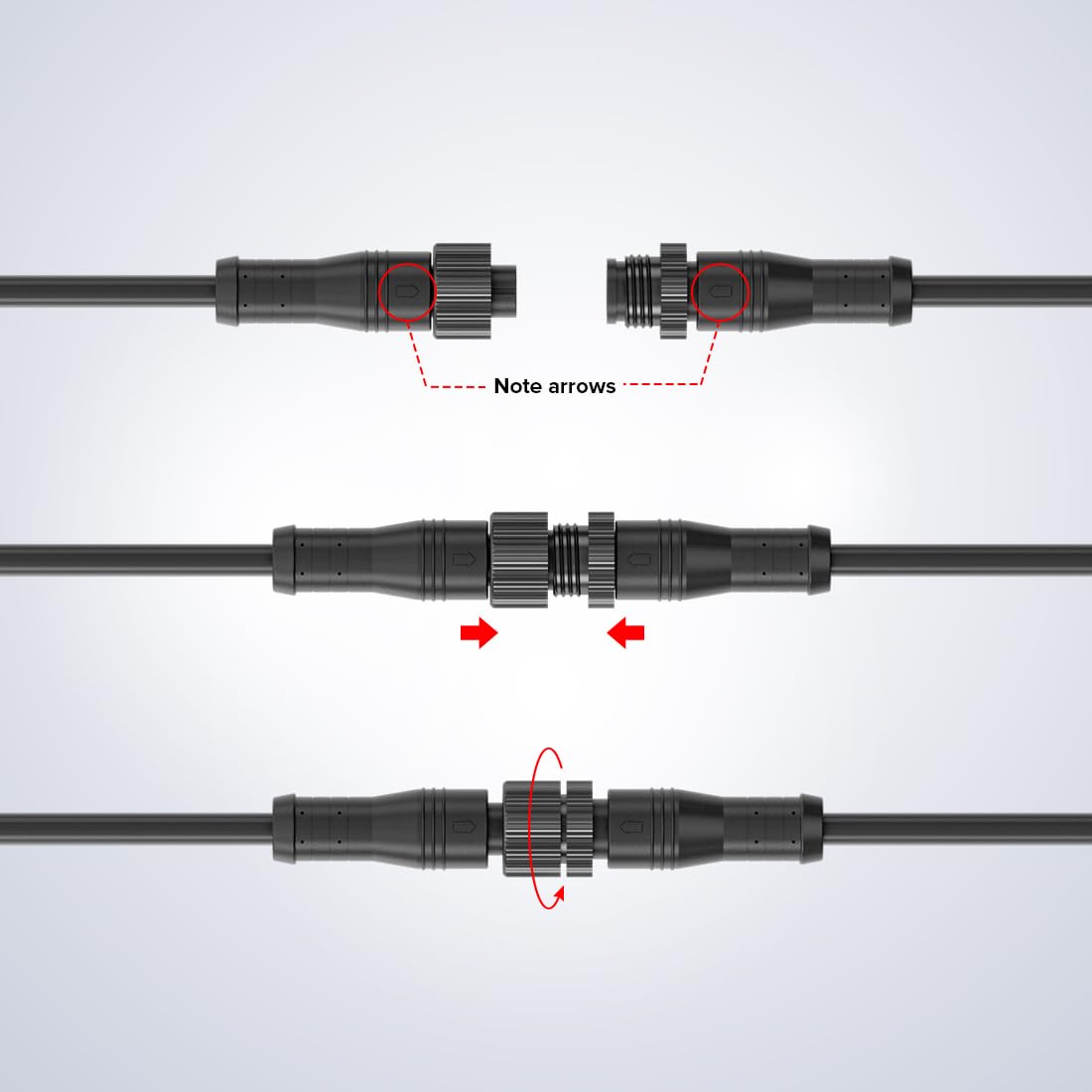 BTF-LIGHTING 3 Pin Small Size IP68 Y Shape Splitter Connector - 1 Male to 2 Female, Black, 18AWG, Model WP3PINBS-IP68-