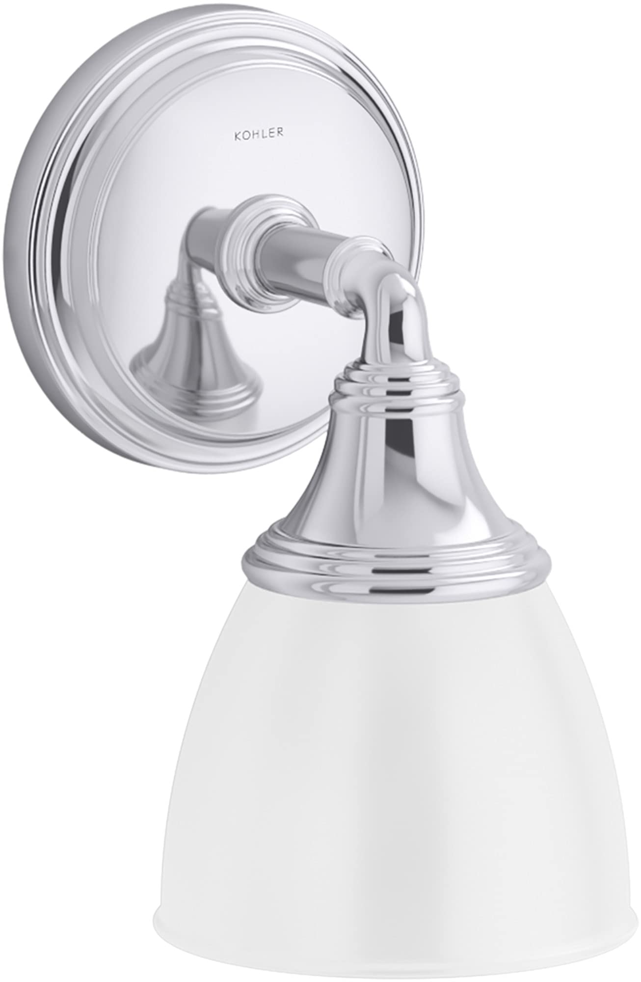 KOHLER Devonshire Bathroom Vanity Light Fixture, 1 Light, Metal, Polished Chrome with Brass Trim, Model 10570-CPL