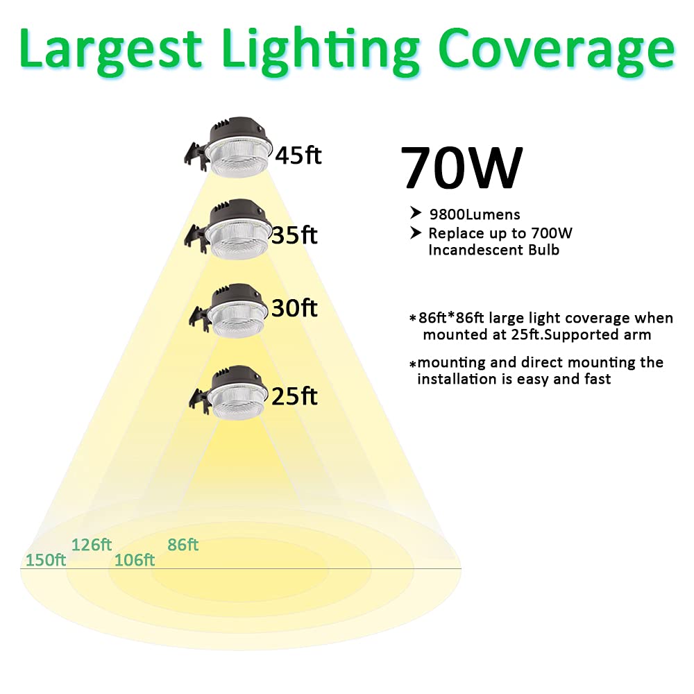 Paktonvo 70W Led Barn Light, 9800Lm Dusk To Dawn Outdoor Security Light, Etl Listed