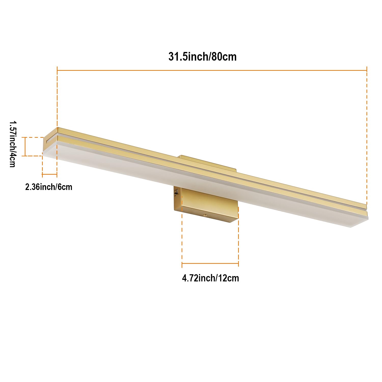 Sinerise Led Modern Bathroom Vanity Light Fixtures (32-Inch, 3000K/4000K/6000K, Dimmable), Gold Modern Acrylic Bathroom Wall Lig