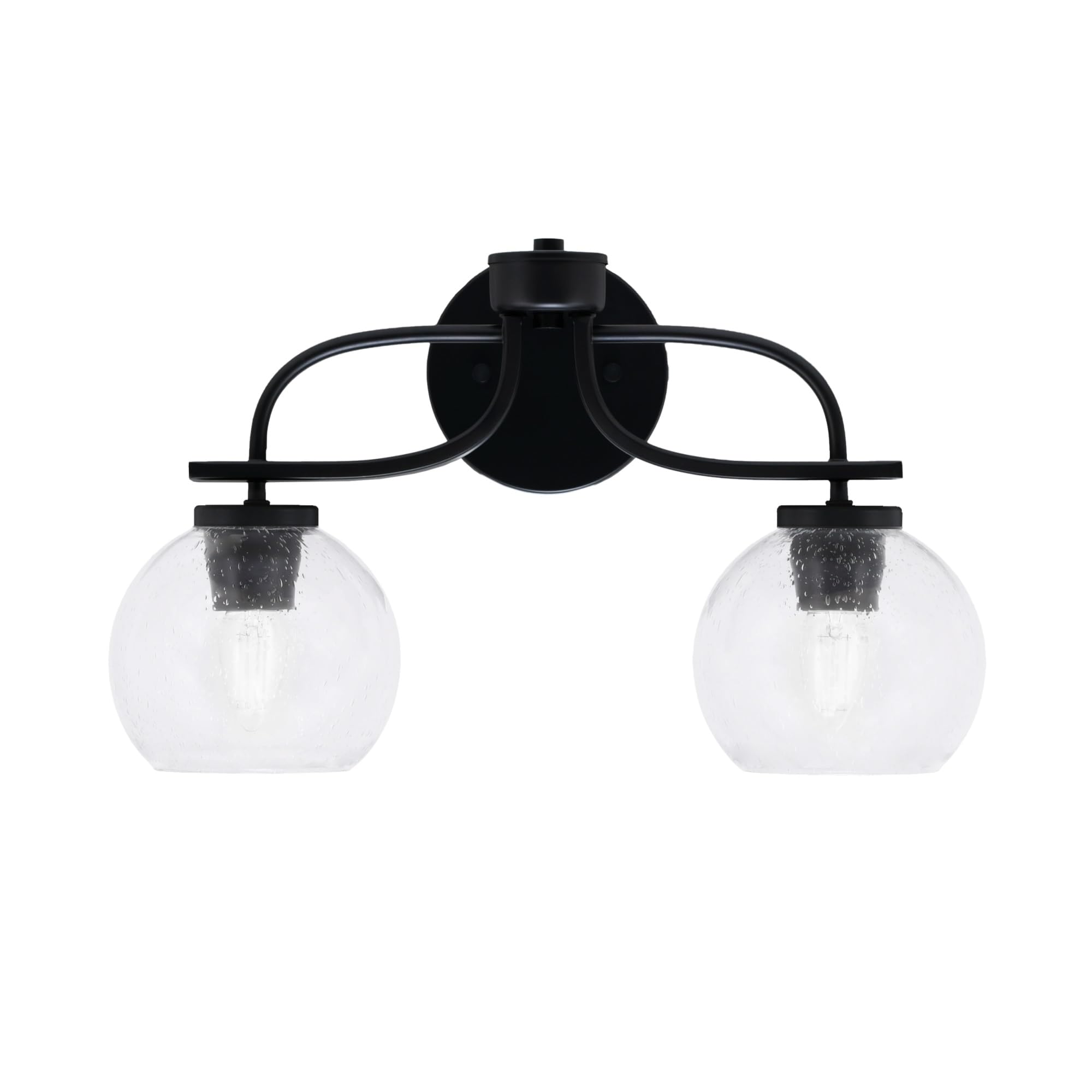 Cavella 2 Light Bath Bar In Matte Black Finish With 5.75" Clear Bubble Glass