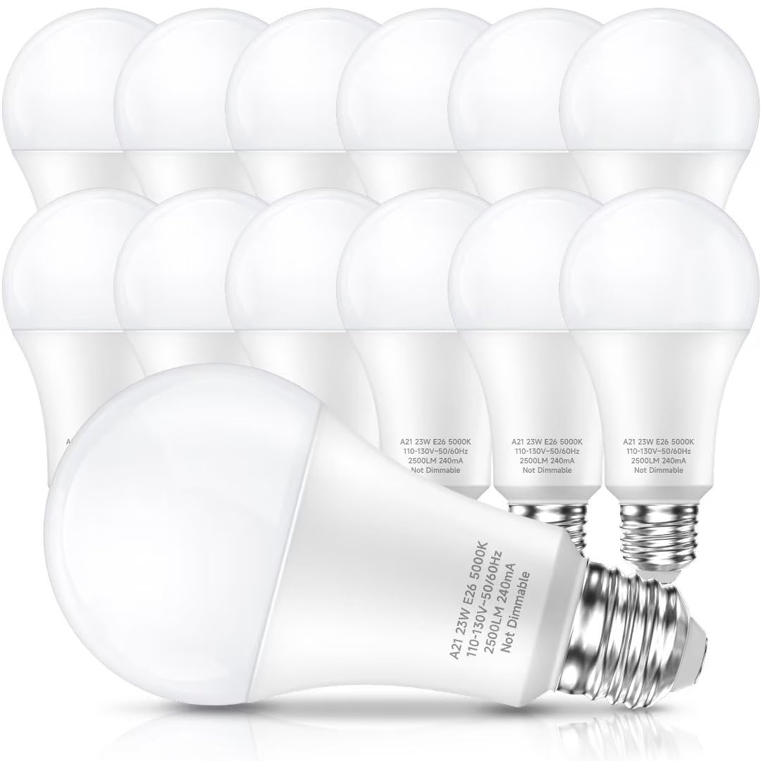 Ledera 150 Watt Led Light Bulbs, Daylight White 5000K, 2500 Lumens Super Bright Led Bulbs, E26 Base, A21 Led Bulbs 23W Energy Sa