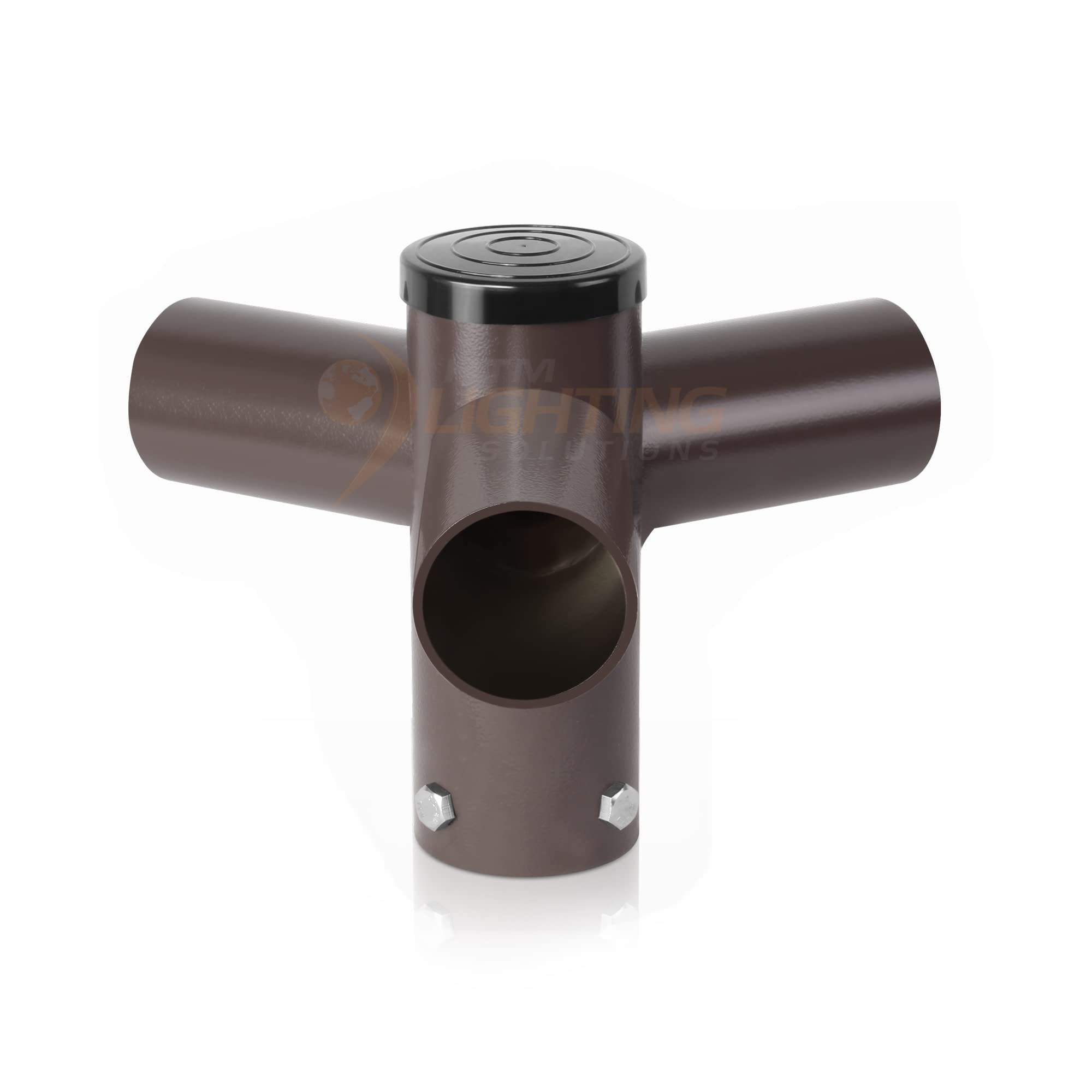 120 Degree Triple Pole Light Mounting Bracket, 2-3/8In Pole Mount Horizontal Arm Tenon Adapter For Parking Lot, Area, And Street