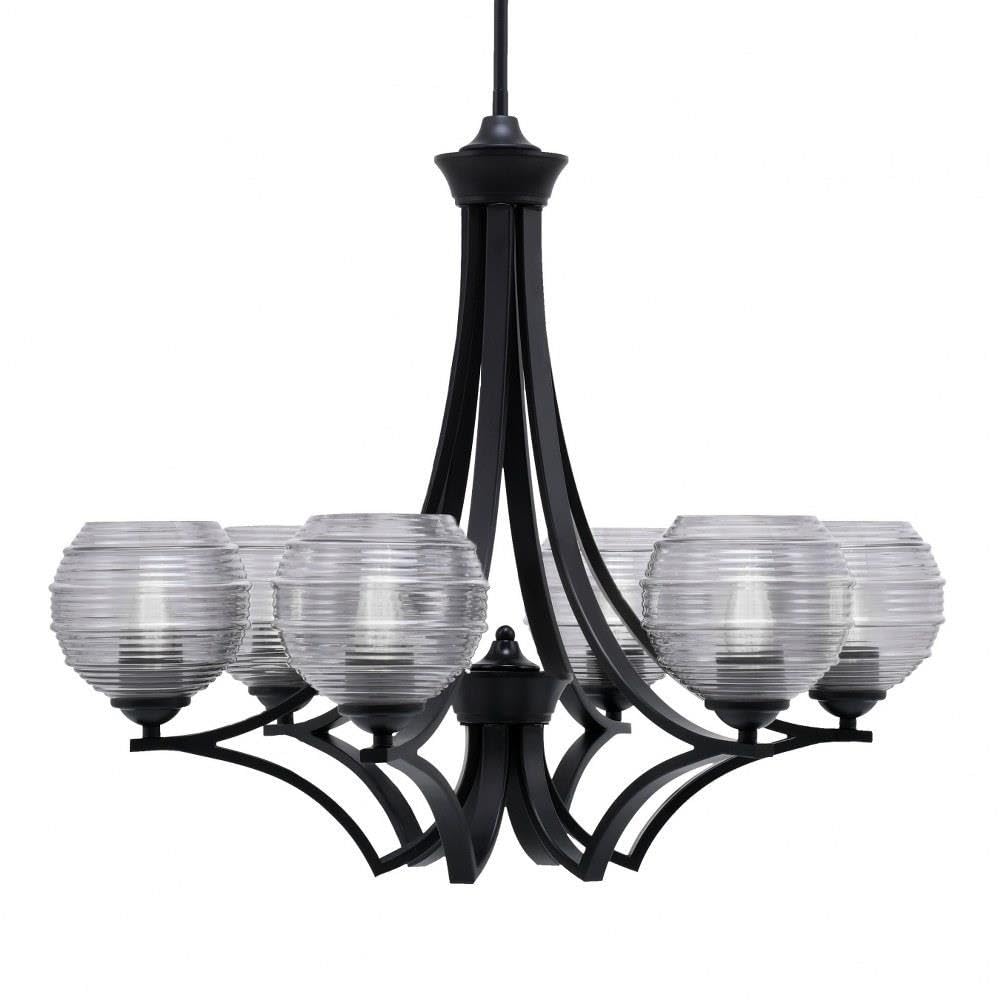 Toltec Lighting 566-Mb-5112 Zilo - 6 Light Uplight Chandelier-23 Inches Tall And 26.5 Inches Wide, Finish Color: Matte Black, Glass Color: Smoke Ribbed