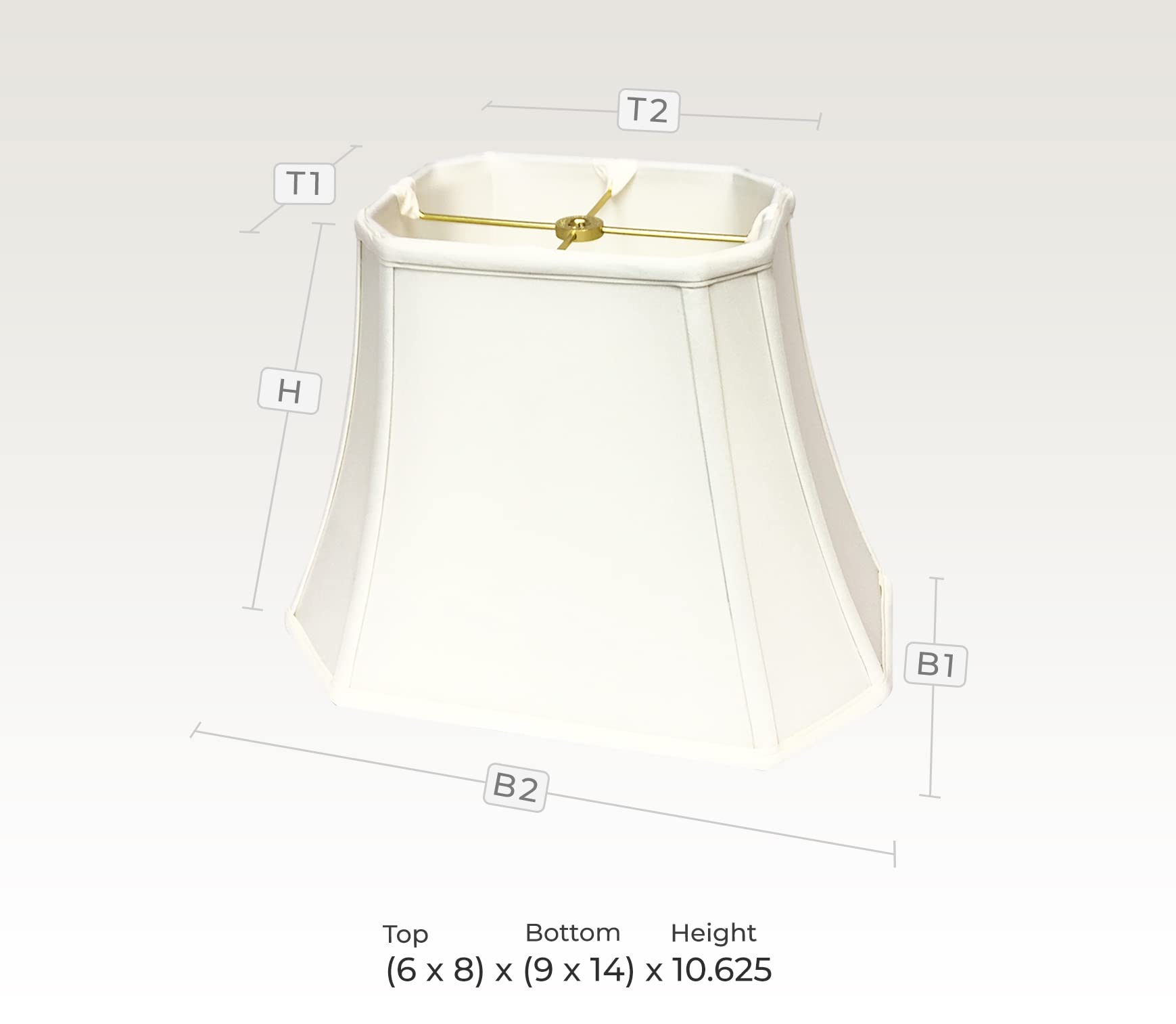 Royal Designs, Inc. Rectangle Lamp Shade, Linen White, 8 x 14 x 10.5, Model BSO-710-14LNWH-2, 2-Pack