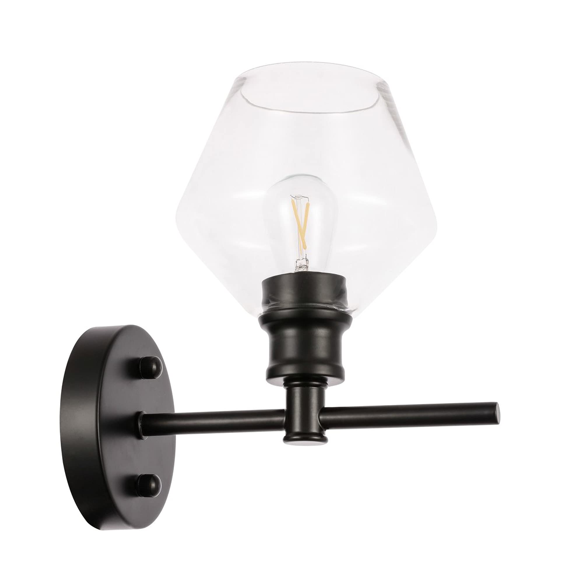Living District Gene 1 Light Black And Clear Glass Wall Sconce