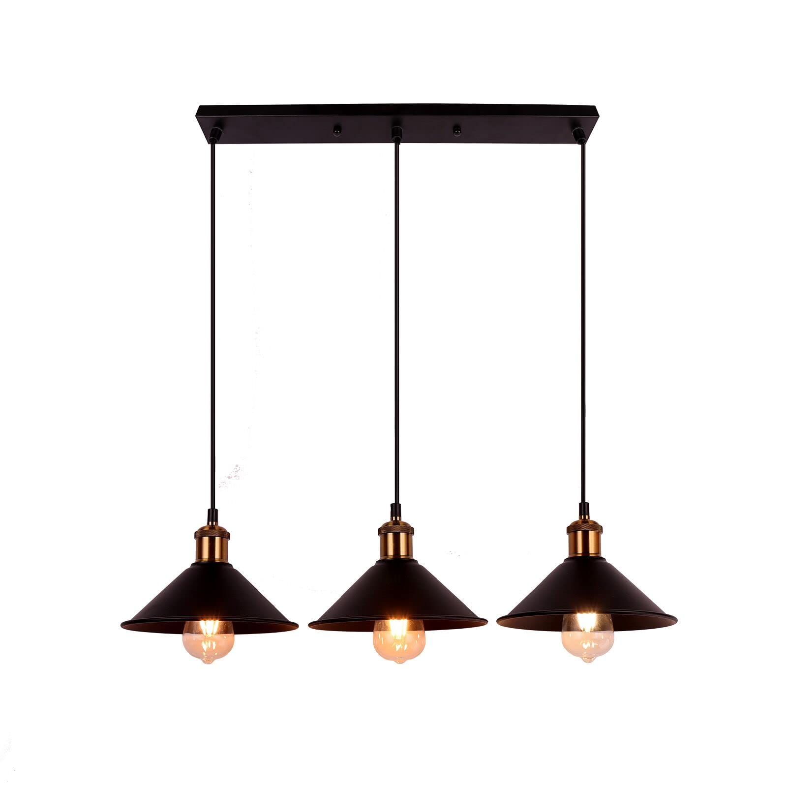 FIRVRE Industrial Pendant Light Metal Vintage Adjustable Fixture E26 Black