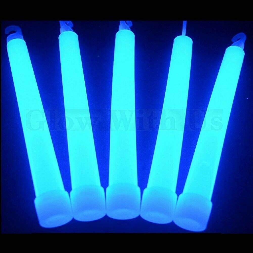 Glow Sticks Bulk Wholesale, 600 6    Industrial Grade Blue Light Sticks. Bright Color, Glow 12-14 Hrs, Safety Glow Stick With 3-