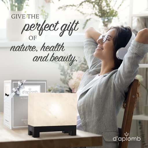 D'Aplomb 100% Authentic Natural Himalayan Salt Lamp;Hand-Carved Modern Rectangle Rare White Crystal Rock Salt From The Himalayan