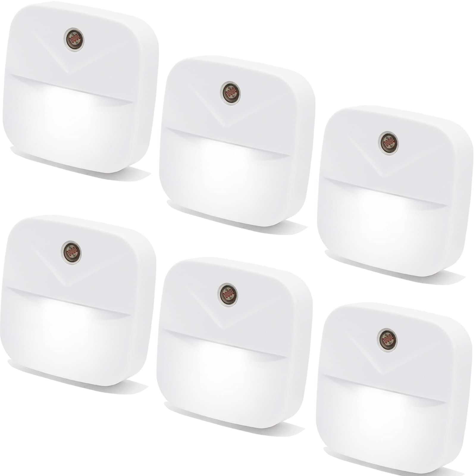 YRWXZYO 6 Pack Night Light Plug in, White LED Nightlights with Smart Dusk to Dawn Sensor, Plug into Wall Nightlights Suitable fo