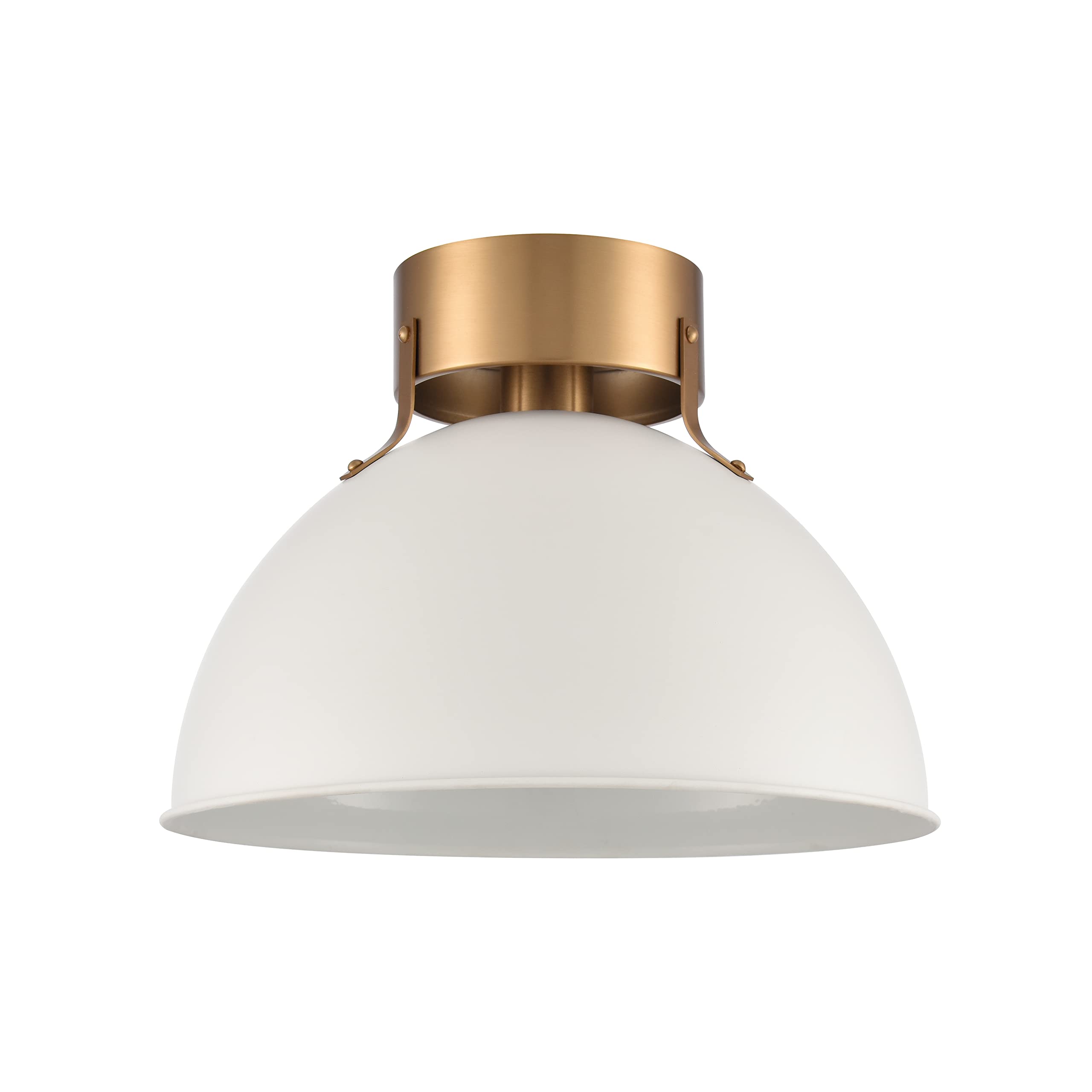 Elk Home 12" Zayne Semi Flush Mount Light - Matte White Metal Shade, Led & Dimmer Compatible