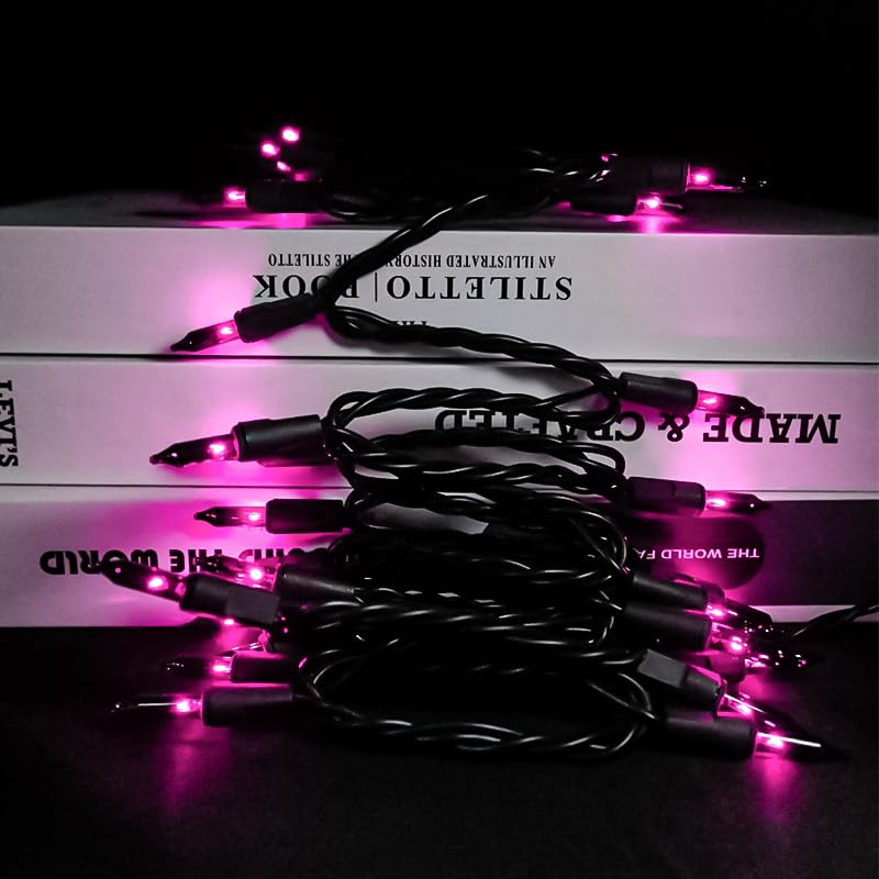 Multi-Sparking Purple Halloween Lights Outdoor - 35 Count Incandescent Mini Christmas Lights For Indoor And Outdoor Halloween Decorations, 8.5 Feet Black Wire Halloween String Lights Set