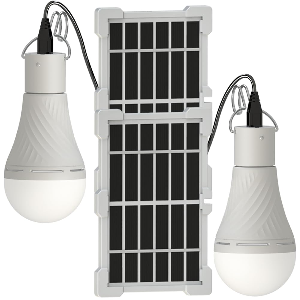 Portable Solar Light Bulbs with Auto On Off Mode for Indoor Home and Chieken Coop, Solar LED Bulb Lights for Camping Tent Emerge