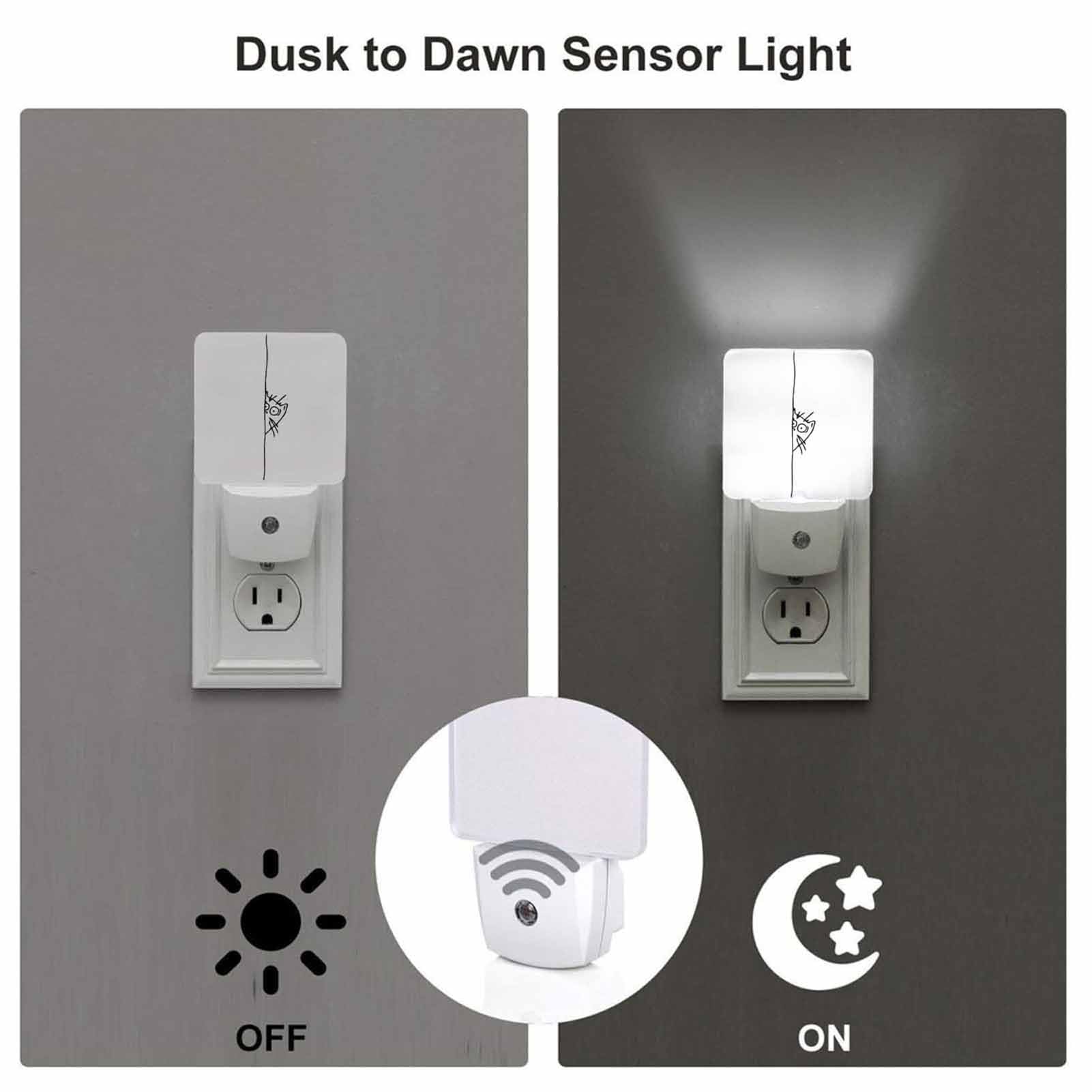 Chrobak LED Night Light with Dusk to Dawn Sensor, Cat Peeking Design, Energy Efficient, Model WML-Night-Light-231023-129, White