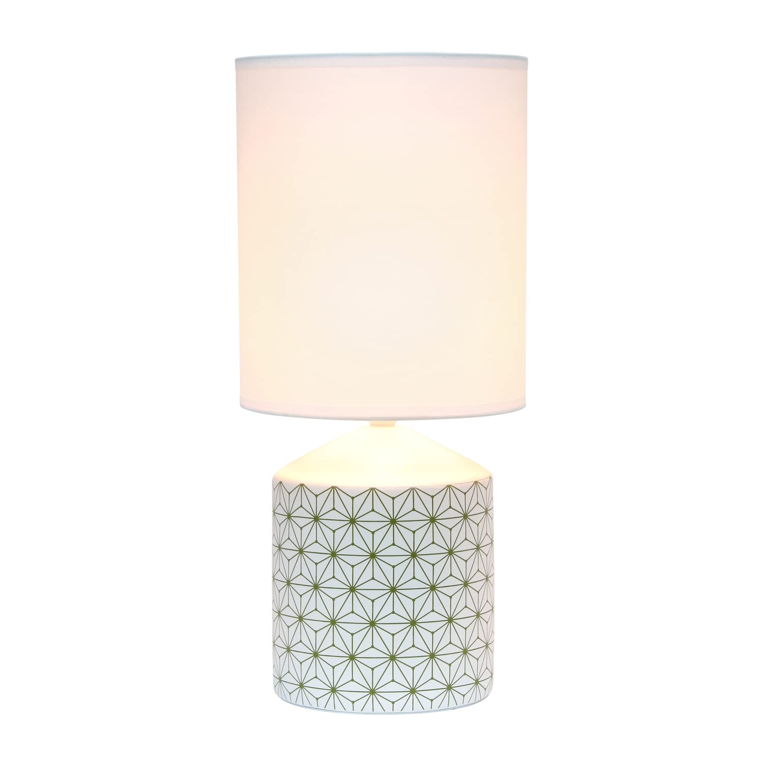 Simple Designs Table Lamp Geometric Pattern Ceramic Gold LT2077-SQU 8.5inL x 8.5inW x 18.5inH