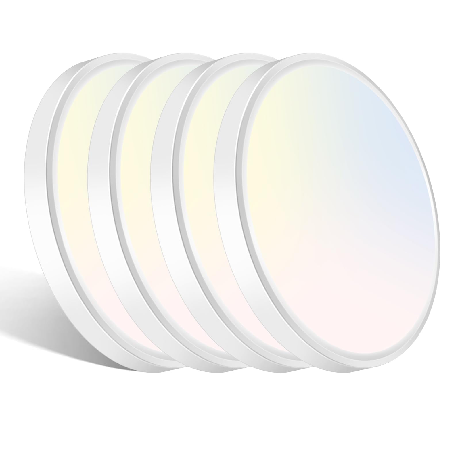 libtit 12 Inch Flush Mount LED Ceiling Light Fixture, 28W 3200lm, Adjustable 3000K/4000K/6500K, White, 4 Pack, Model