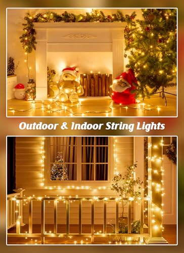Brightown 2 Pack Solar String Lights Outdoor  Total 144Ft 400 Led Twinkle Fairy Lights Waterproof With 8 Modes Auto On/Off For Patio Tree Garden Party Home Wedding Christmas Decorations (Warm White)