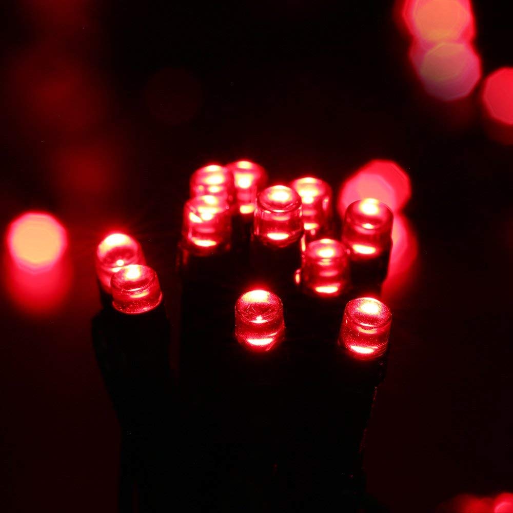 Joomer Battery Operated Red Fairy Lights, 66ft, 200 LED, Waterproof, 8 Modes, Model 787894690165
