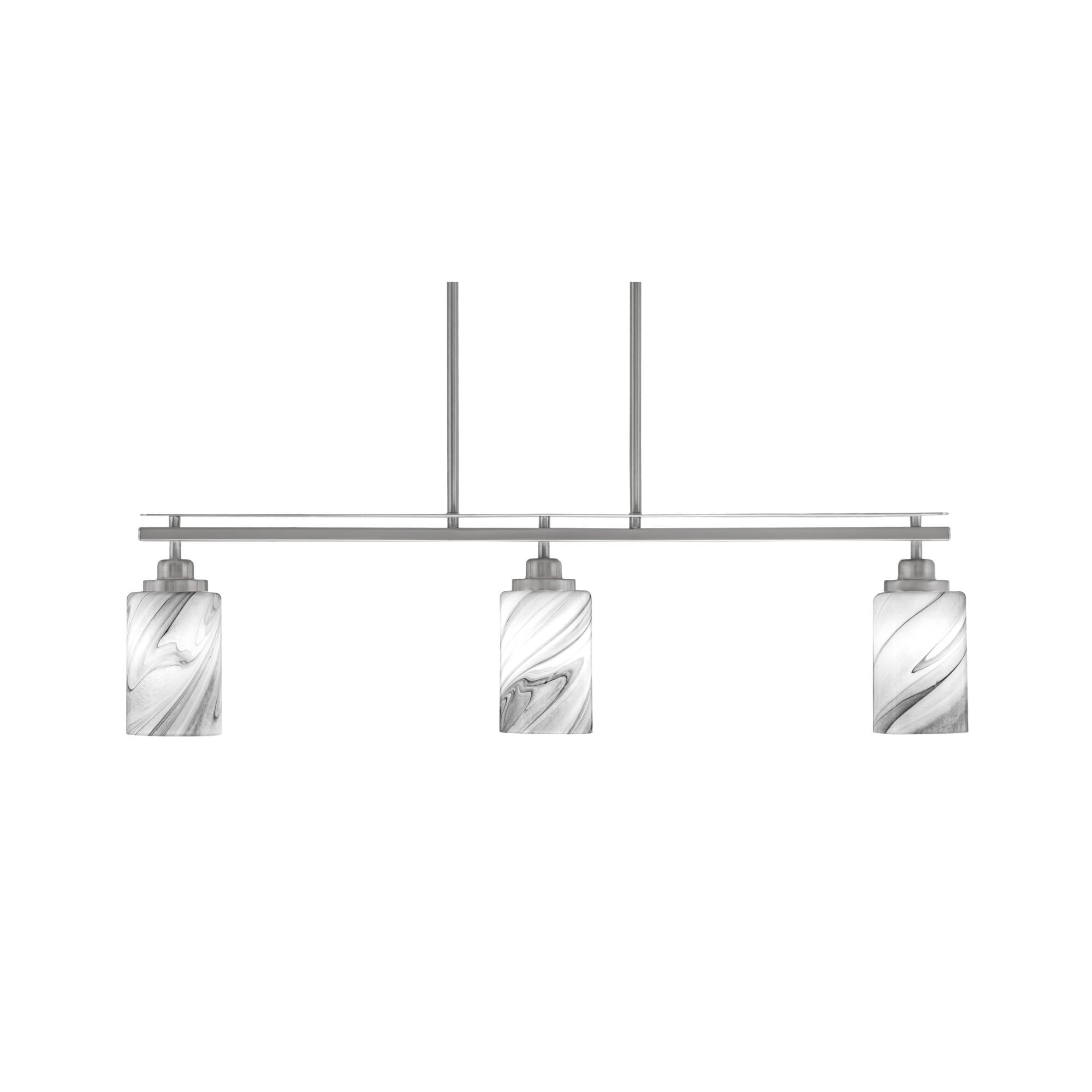 Toltec Lighting Odyssey 3-Light Island Light, Brushed Nickel Finish, 4in Onyx Swirl Glass