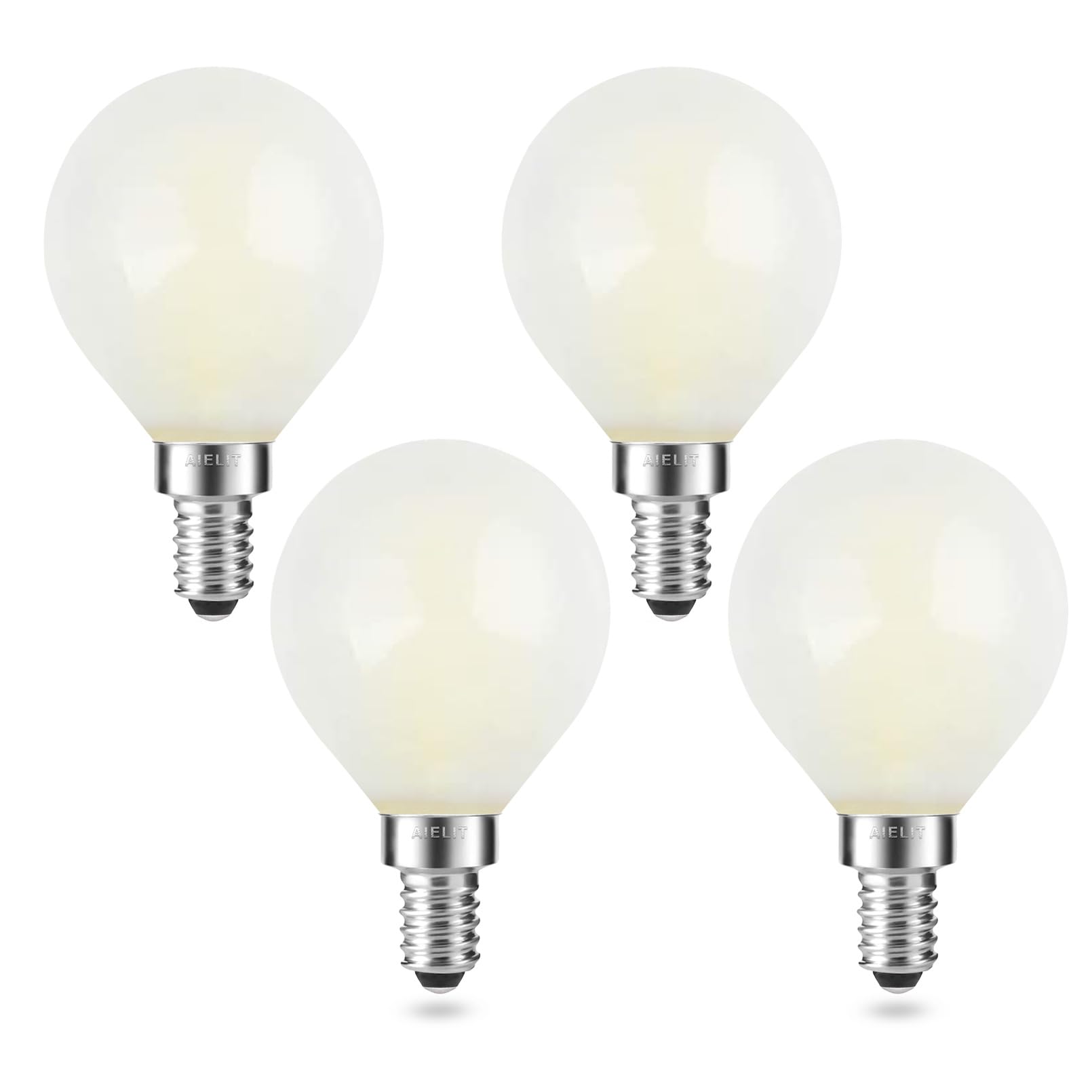 AIELIT Dimmable 2 Watt Frosted LED Light Bulb25W Equivalent, Globe E12 LED Bulb, Small Chandelier Base, G15 Filament Edison Bulb