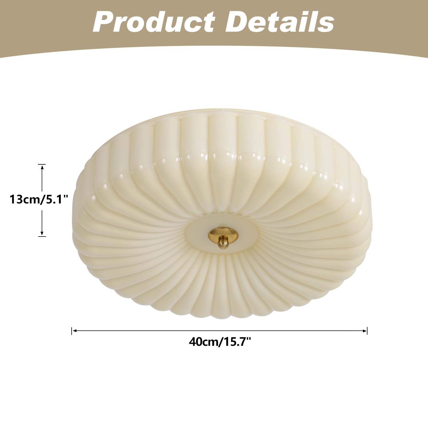 Kco Lighting Round Large Led Flush Mount Ceiling Light Yellow Ribbed Glass Flush Mount Light Mid Century Modern Bedroom Ceiling