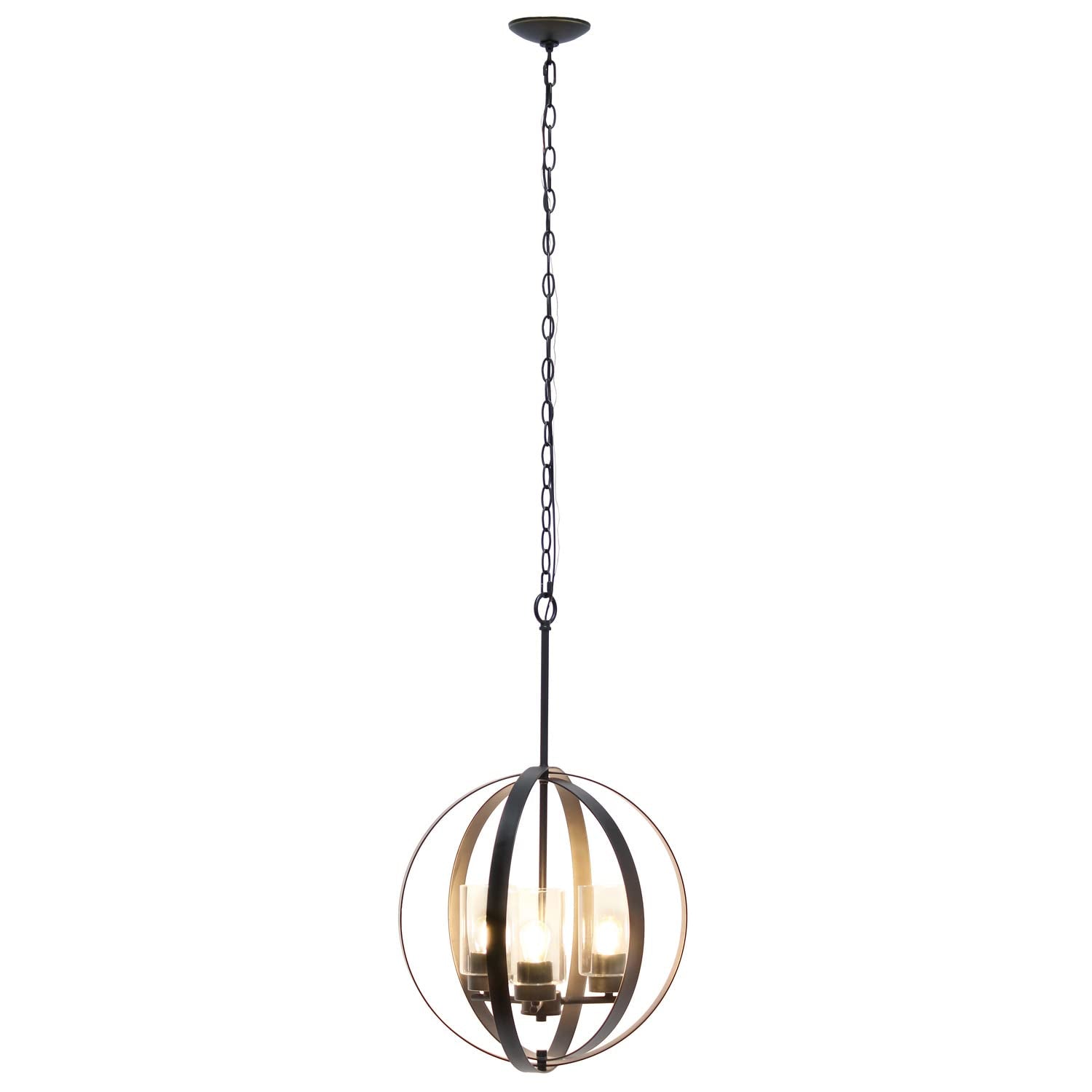 LALIA HOME 3-Light Adjustable Ceiling Pendant, 18in Metal & Glass, Restoration Bronze, Model 1270-LHP-3010-RZ