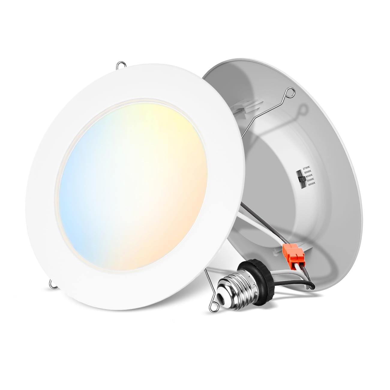 ANWIO Recessed Lighting 6 Inch LED Can Lights, 10W Dimmable, 5CCT Selectable, IC Rated, White, 2 Pack, Model AN-DLB