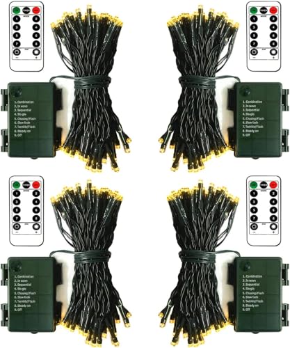 Zaiyw 50Led Battery Operated String Lights 16.5Ft With Remote & Timer, Warm White, 4 Pack