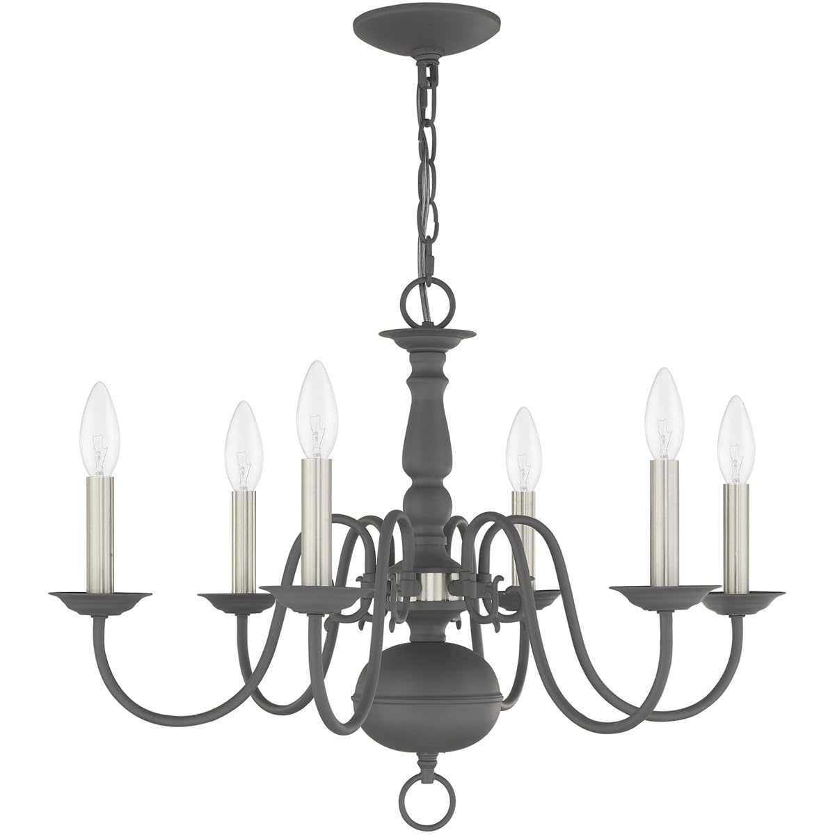 Livex Lighting Williamsburgh 6 Lt Scandinavian Gray Chandelier