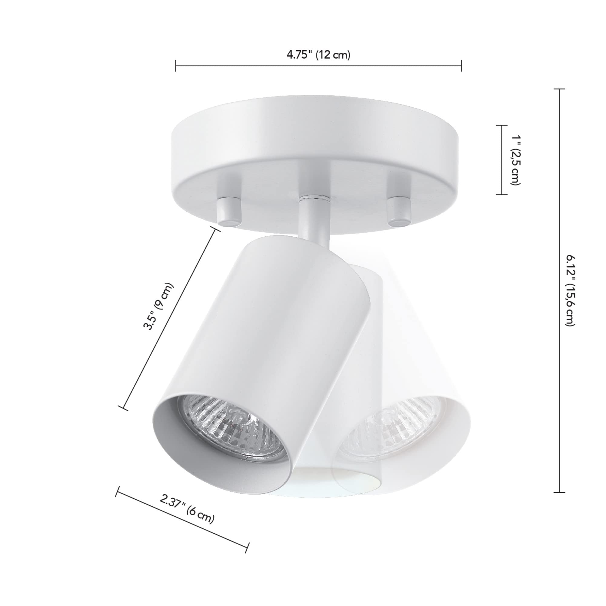 Globe Electric Pratt 1-Light Track Spotlight, Matte White, Metal, Model 57499, Bulb Not Included