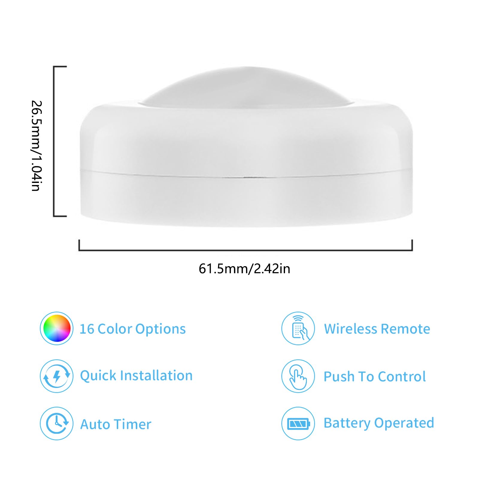 Lilampts LED Puck Lights, Wireless Under Cabinet Lighting, Color Changing with Dimmer, 12 Pack, White, Battery Operated