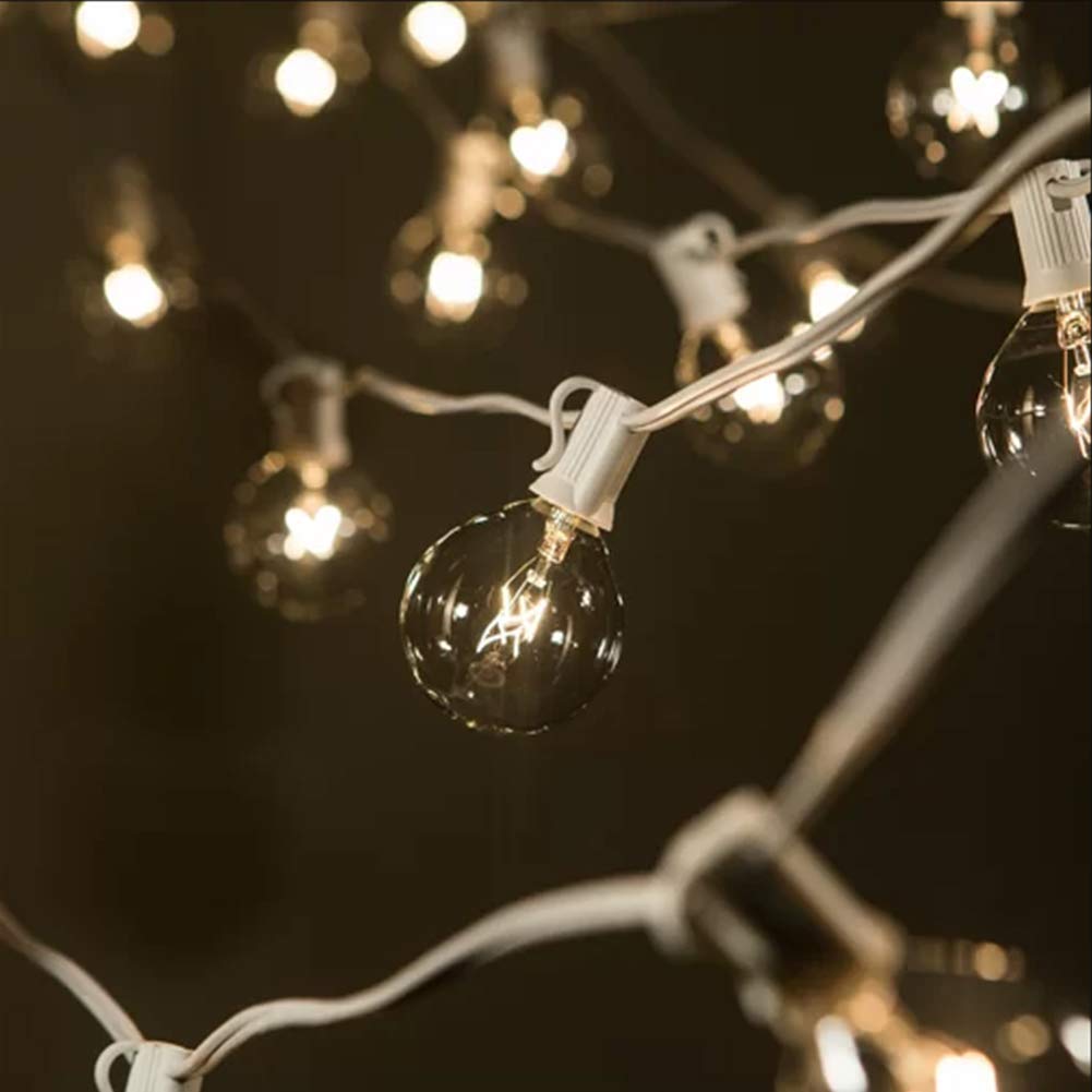 GOOTHY G40 Globe String Lights, 25FT Waterproof, 27 Warm White Bulbs, White Glass for Patio, Garden, Wedding Party