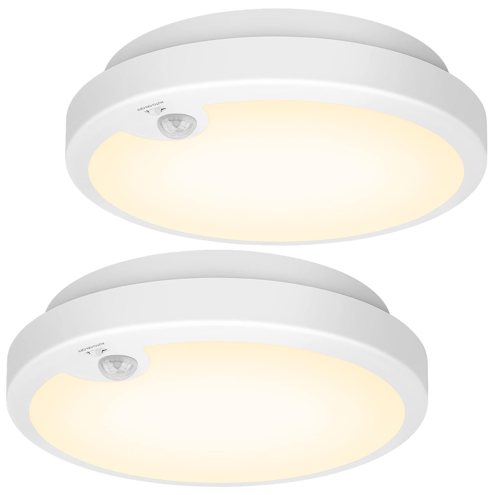 2-Pack Battery Operated Motion Sensor LED Ceiling Lights Indoor, Wireless Flush Mount Light Fixture 3000K in 400LM, Battery Powe