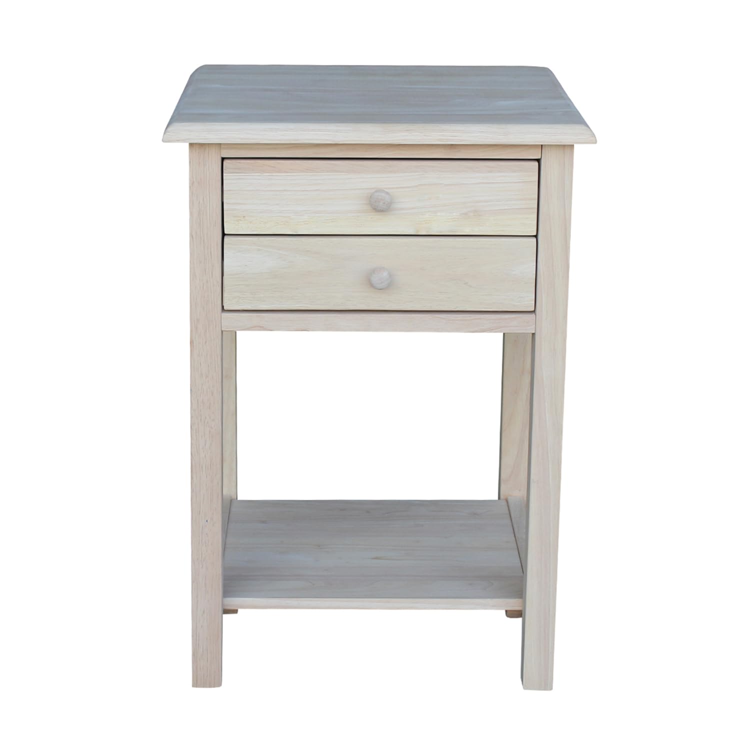 IC International Concepts Rectangular Side Table, 2 Drawers, Eco-Friendly Parawood, 25.6inH, Unfinished, Model OT-92