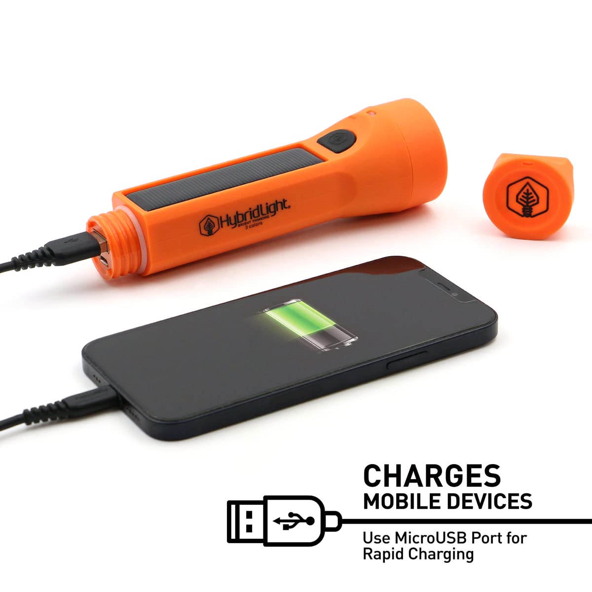 HYBRIDLIGHT Journey Seeker 300 Solar LED Flashlight & Charger, Waterproof, Orange, Model 1816