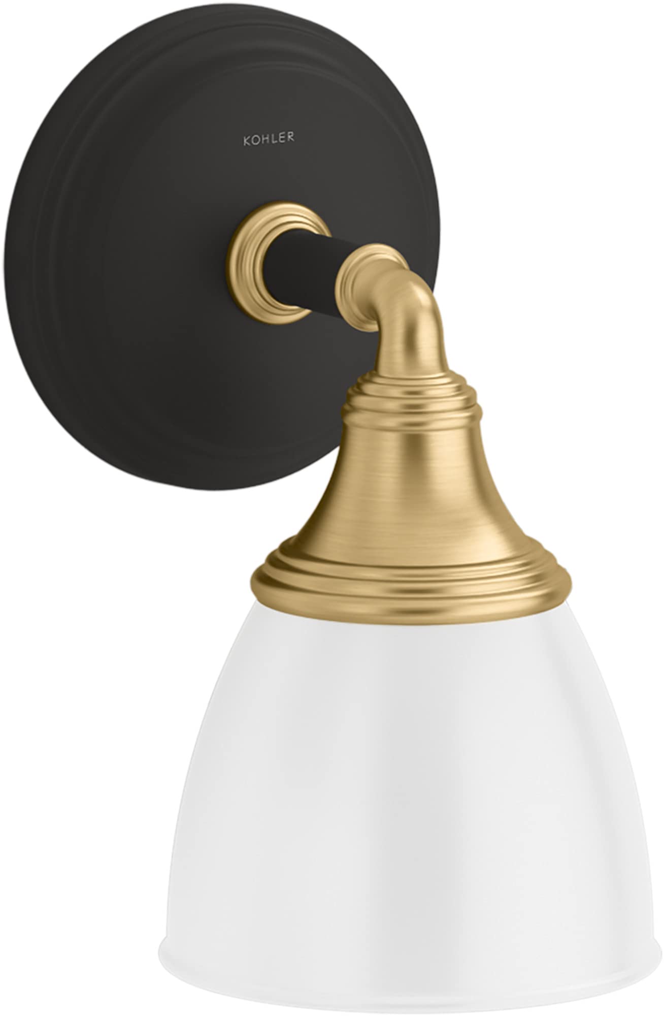 KOHLER Devonshire Bathroom Vanity Light Fixture, 1 Light, Metal, Black with Brass Trim, Model 10570-BML