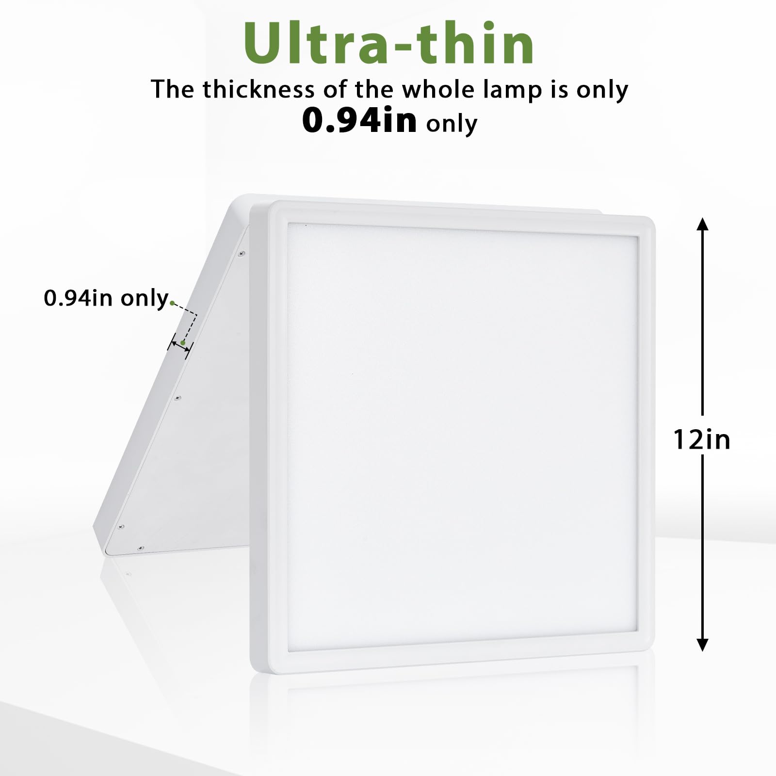 Rezant 12 Inch 24W Led Flush Mount Ceiling Light Fixtures, 3000K/4000K/6000K Adjustable Square Led Ceiling Light, 2800Lm Flat Panel Ceiling Light Fixture For Hallway, Kitchen, Bedroom (White-6 Pack)