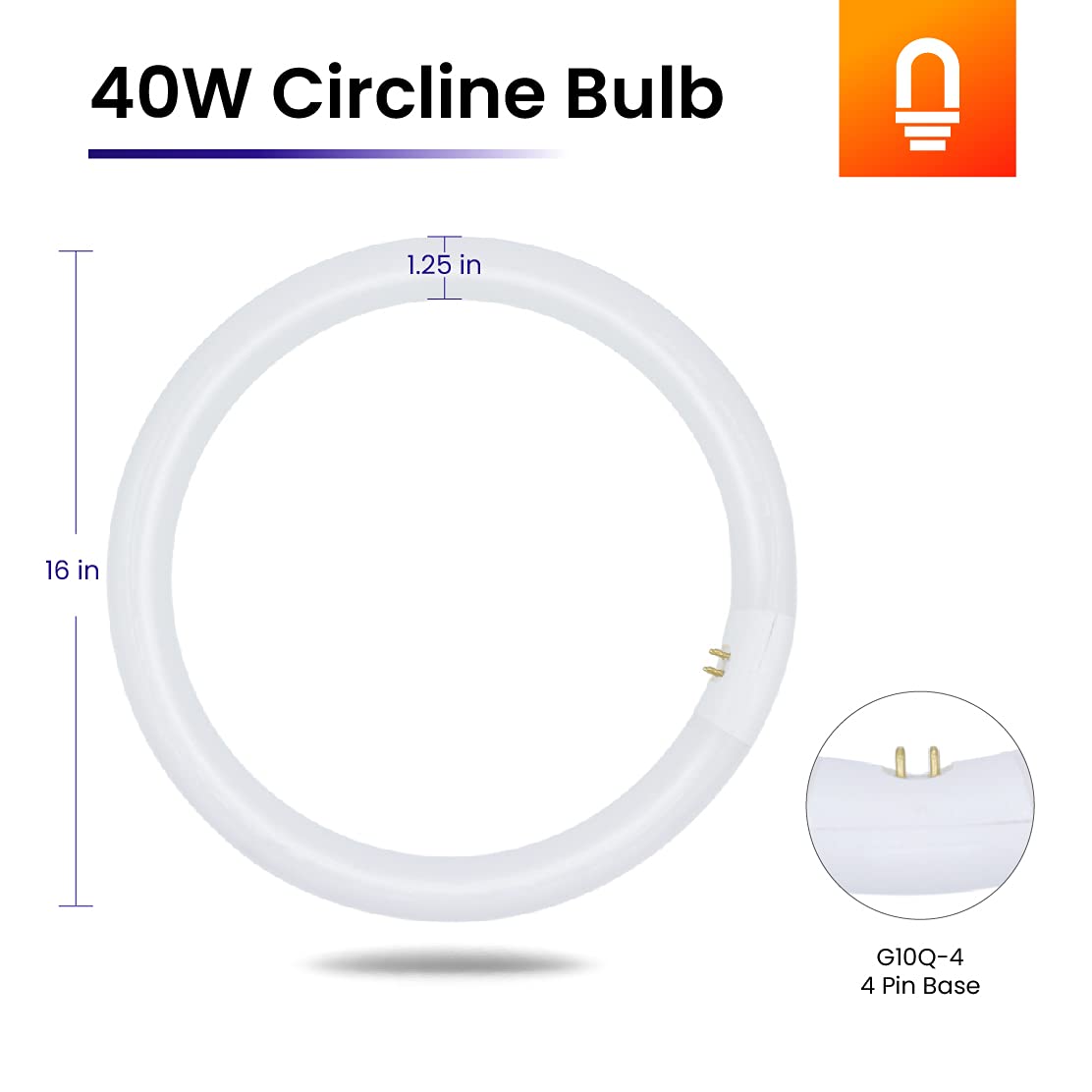 lumenivo FC16T9 40W Circline Fluorescent Bulb Replacement - 16 Inches, 4-Pin Base, 6500K Daylight, 1 Pack